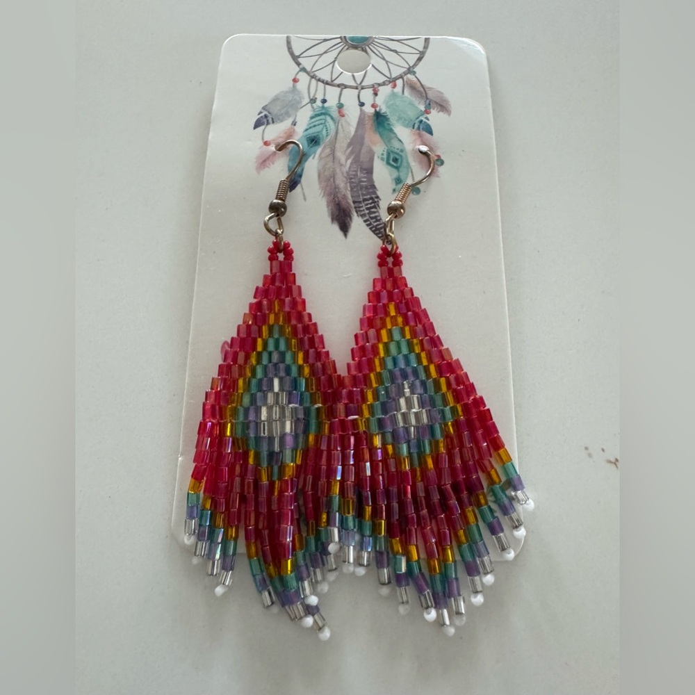 Festival Boho Style Hand Beaded Earrings